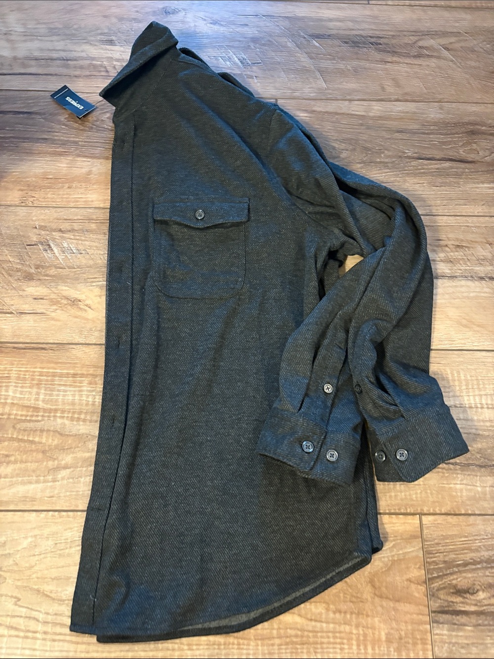 Express Men's Charcoal Button-Down Long Sleeve Shirt perfect for fall!
